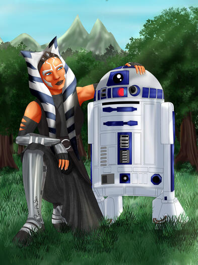 Ahsoka and R2. Star Wars fanart